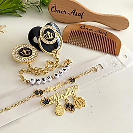 Siyah Taçlı Emzik Seti ve Tarak Fırça Seti