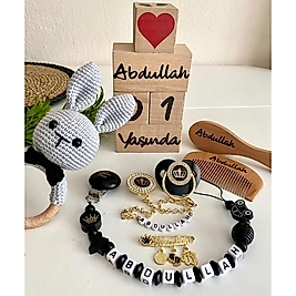 Bebek Emzik Anı Küpleri Tarak ve Çıngırak Seti