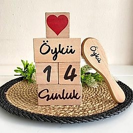 İsimli Bebek Ahşap Anı Küpleri ve Bebek Fırçası